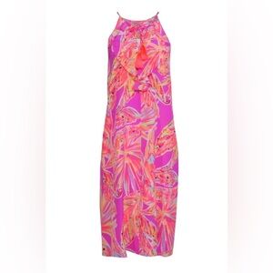 LILLY PULITZER 100% Silk Lachelle Bright Midi Dress Size XS